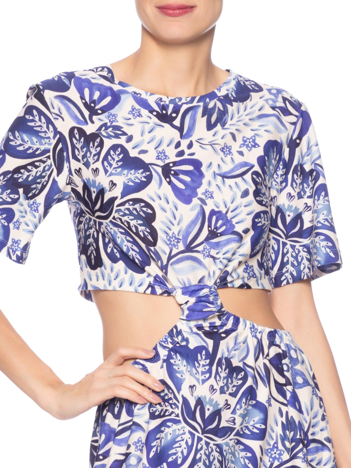 Vestido Midi Paraiso De Flor Azul Farm