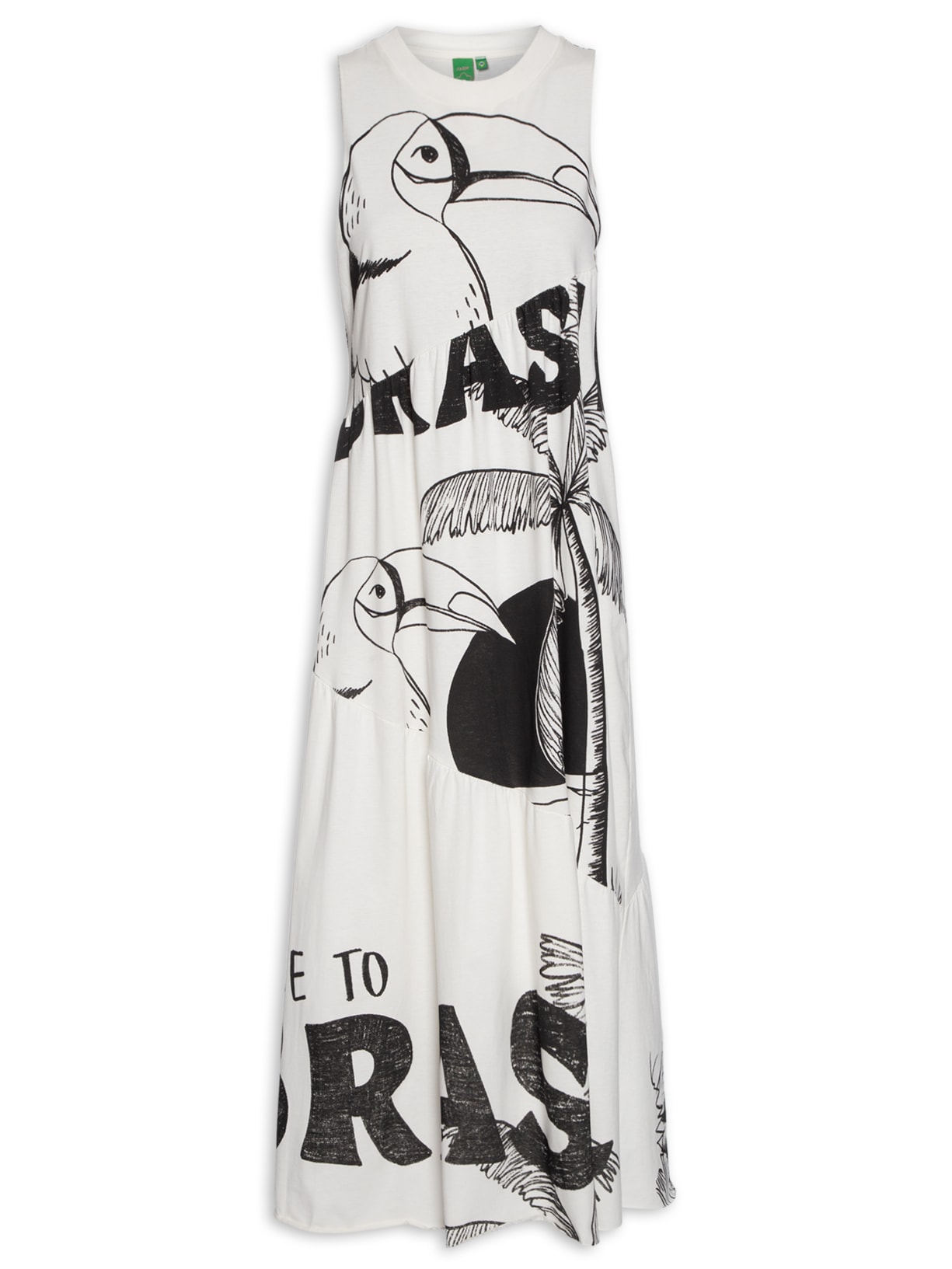 Vestido Midi Patch Come To Brasil - Branco