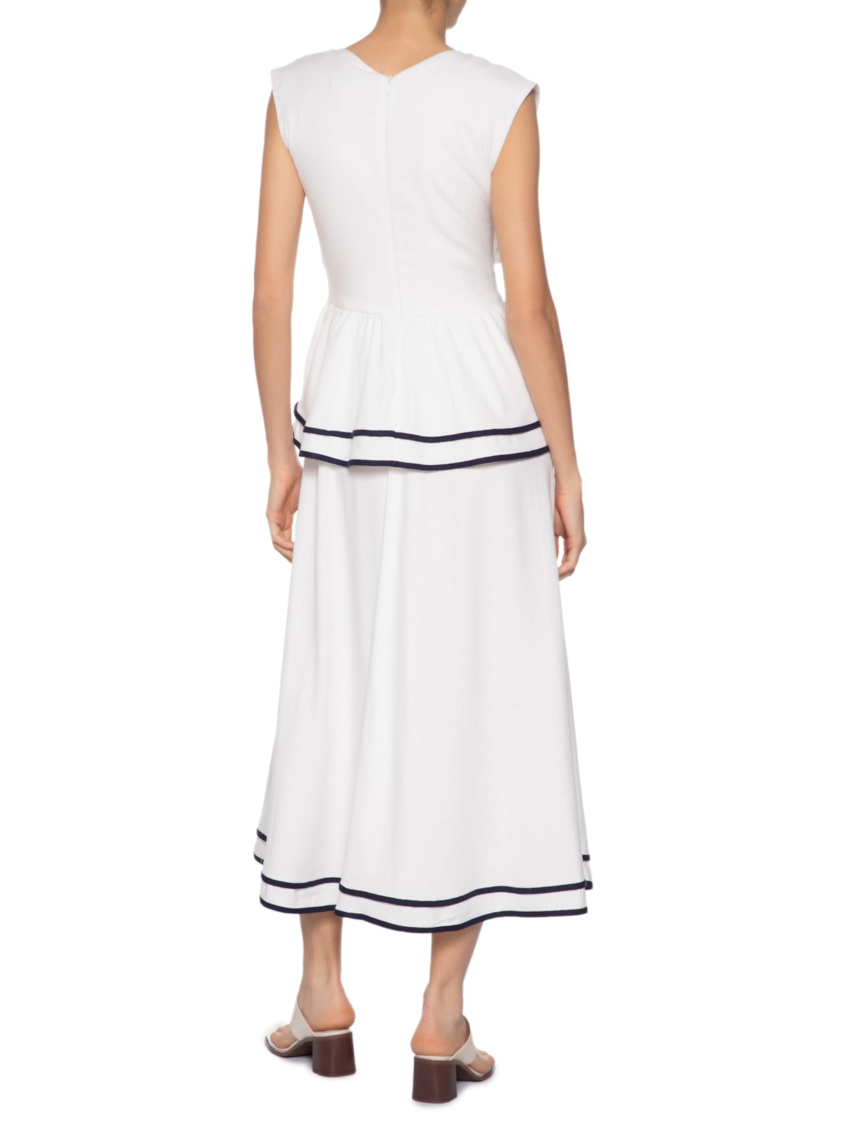 Vestido Midi Peplum Em Linho Misto Branco '2Essential