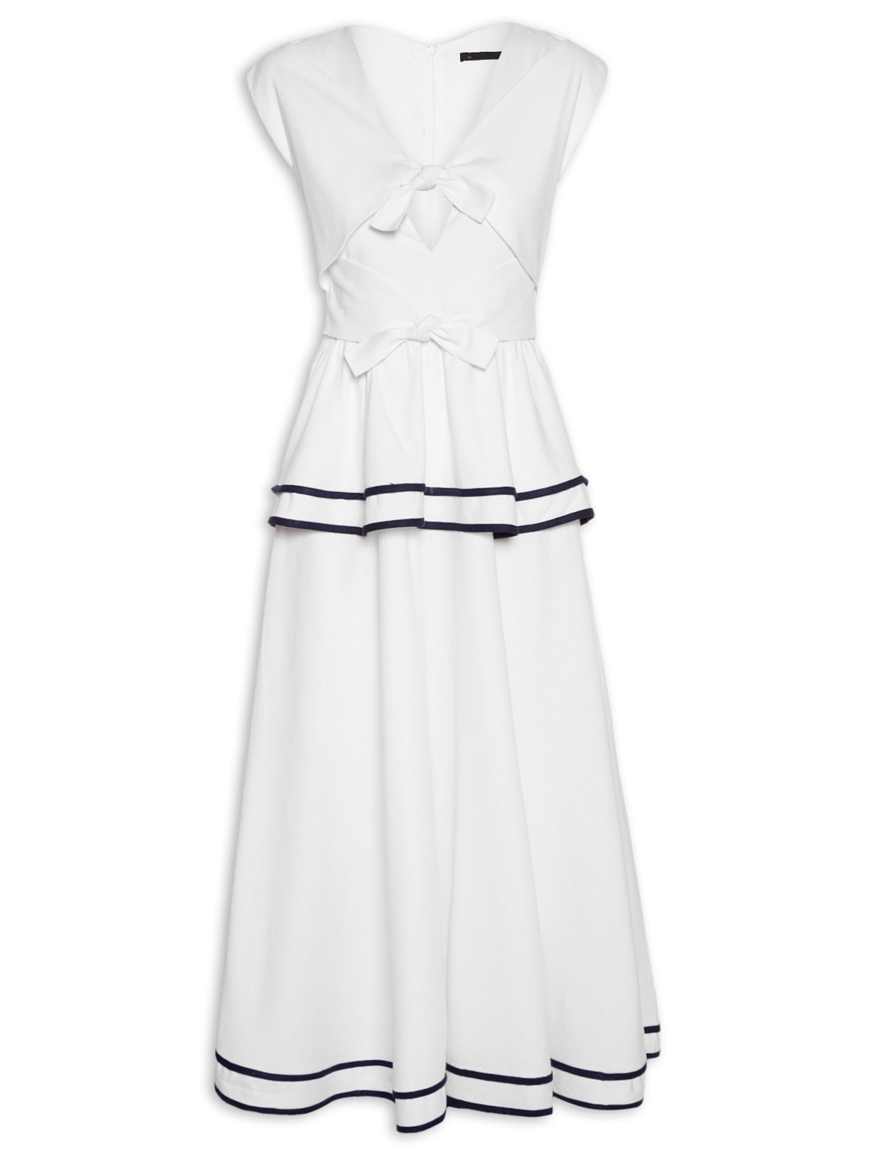 Vestido Midi Peplum Em Linho Misto Branco '2Essential