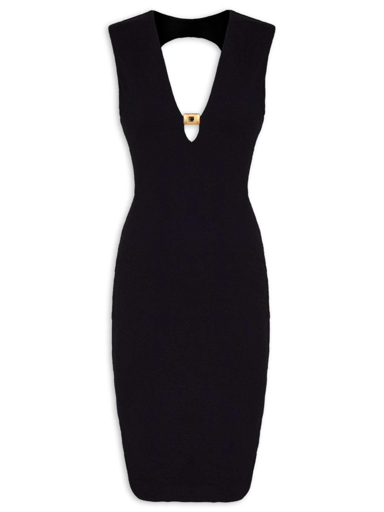 Vestido Midi Pina Detalhe - Preto