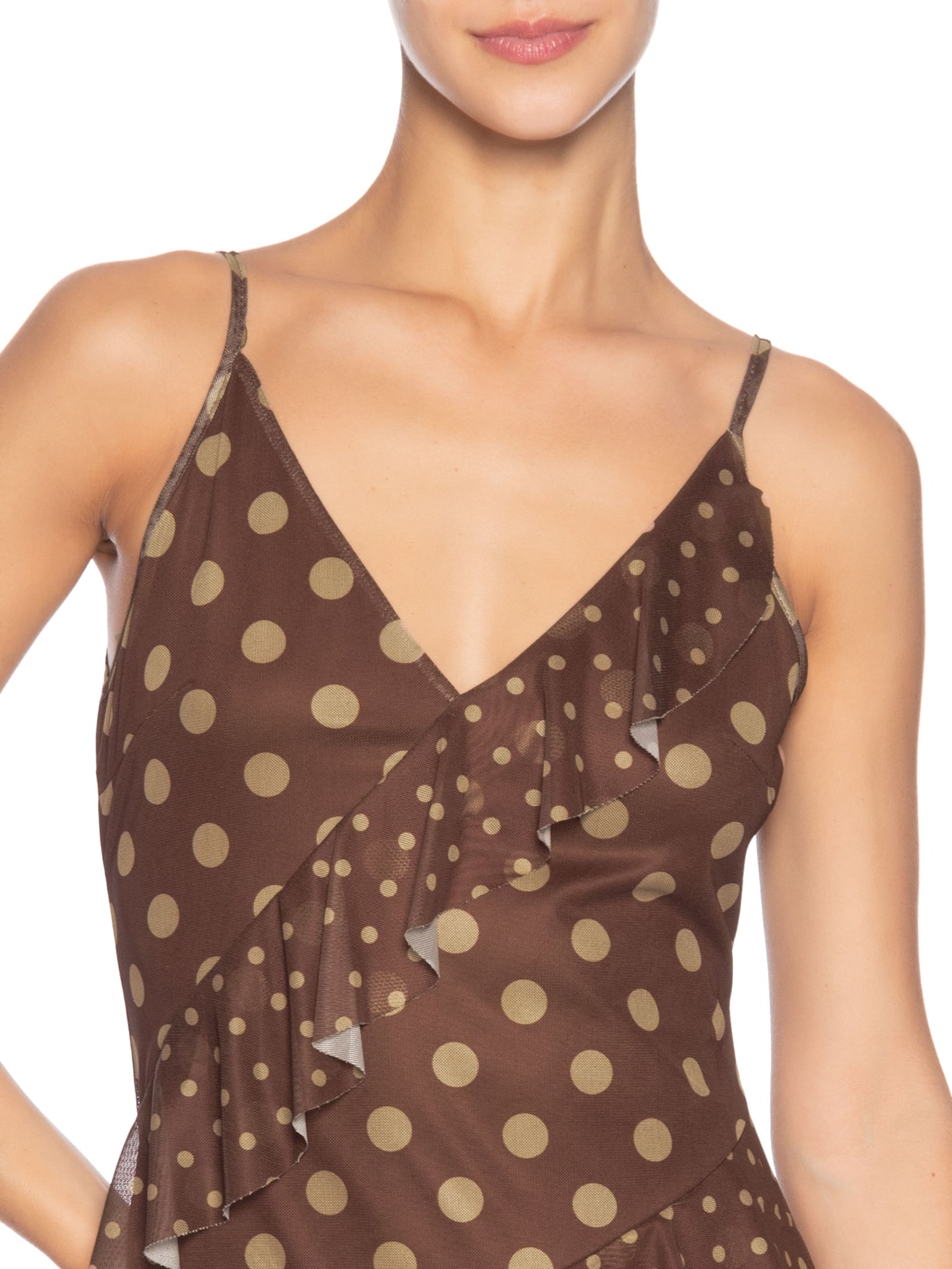 Vestido Midi Poá Marrom Market 33