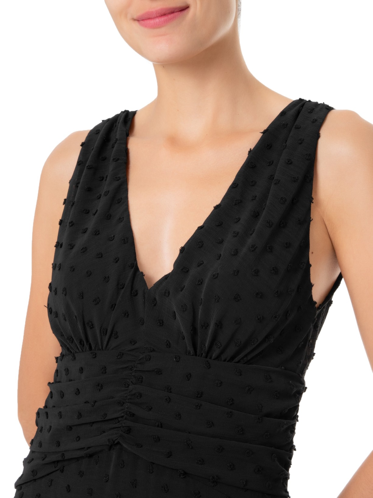 Vestido Midi Poá Maria Filó Preto - Main Image