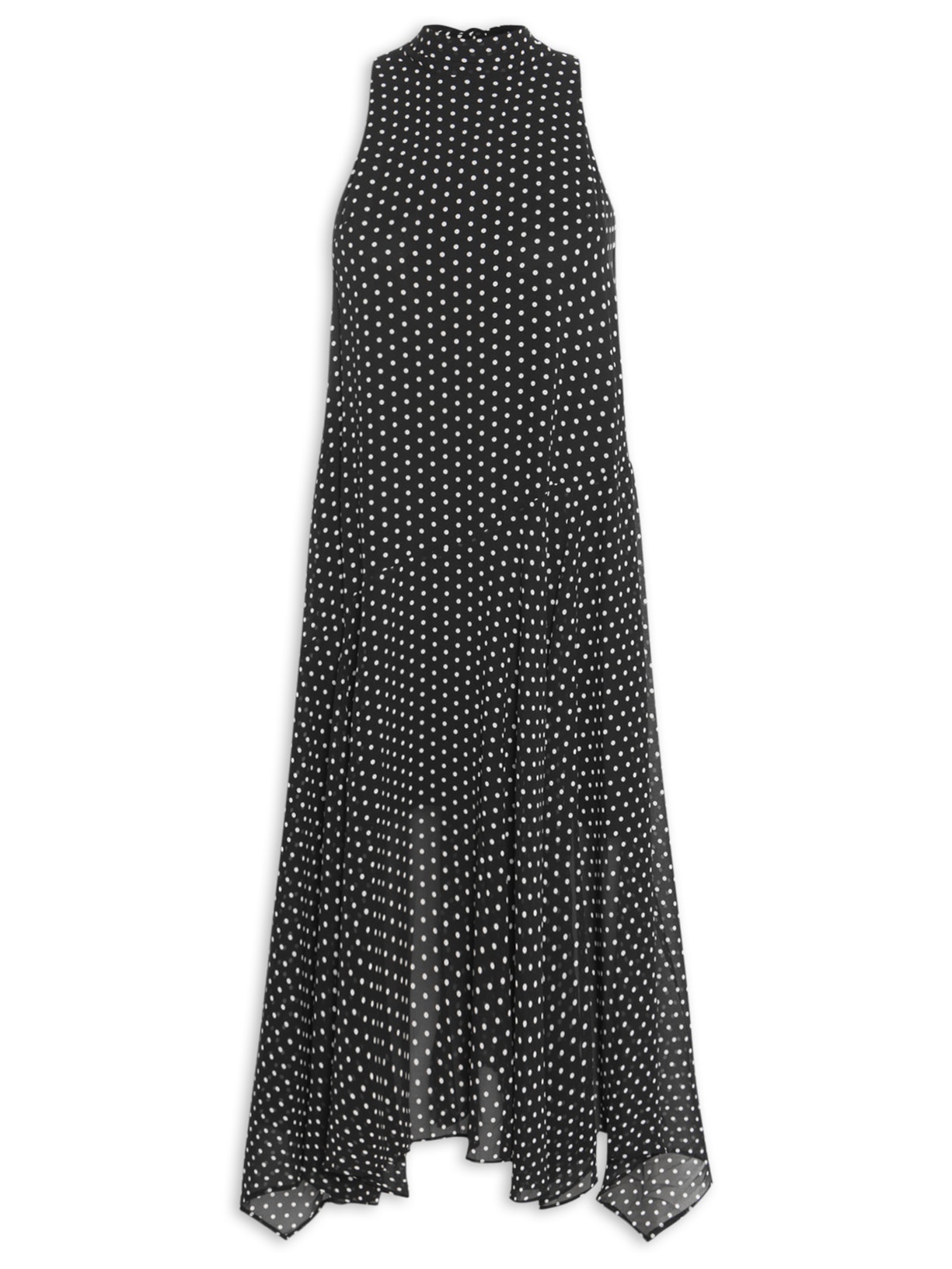 Vestido Midi Poá - Preto