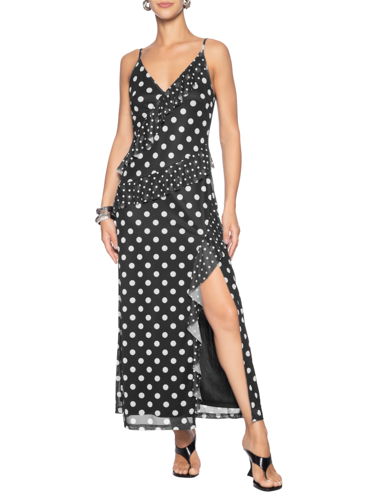 Vestido Midi Poá Preto Market 33