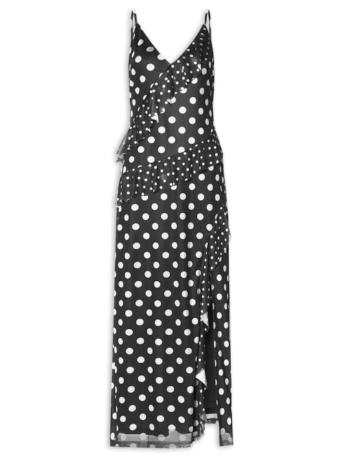 Vestido Midi Poá - Preto