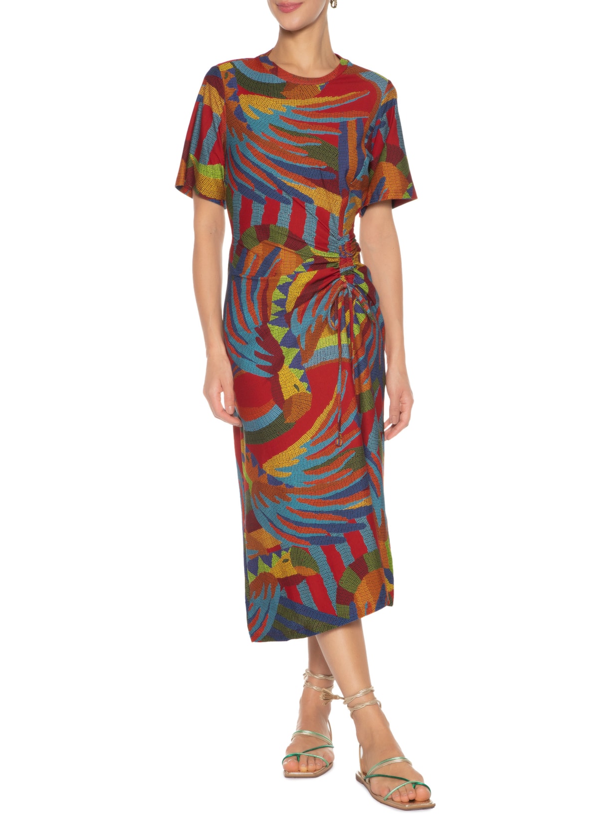 Vestido Midi Pontinho De Arara Vermelho Farm
