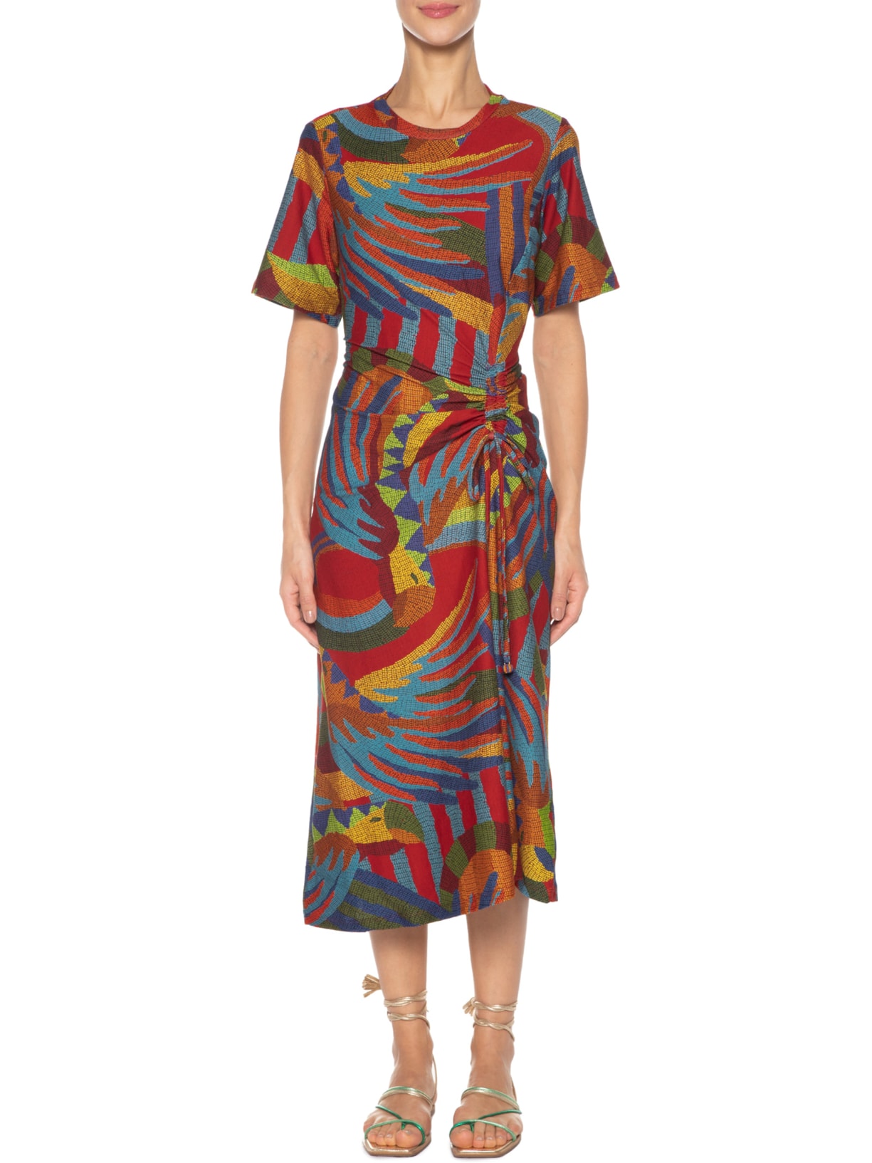 Vestido Midi Pontinho De Arara Vermelho Farm