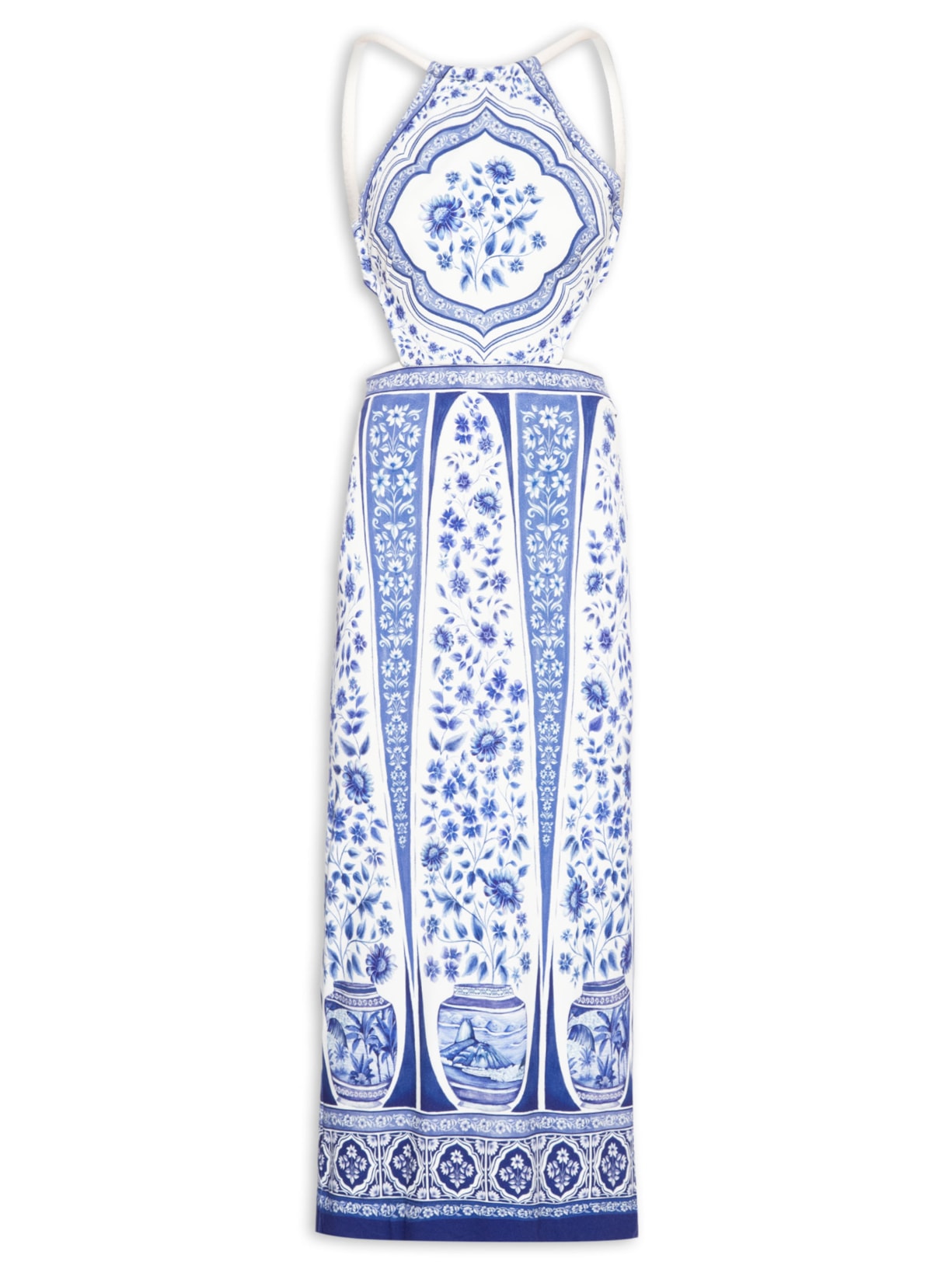 Vestido Midi Porcelana Branco Farm