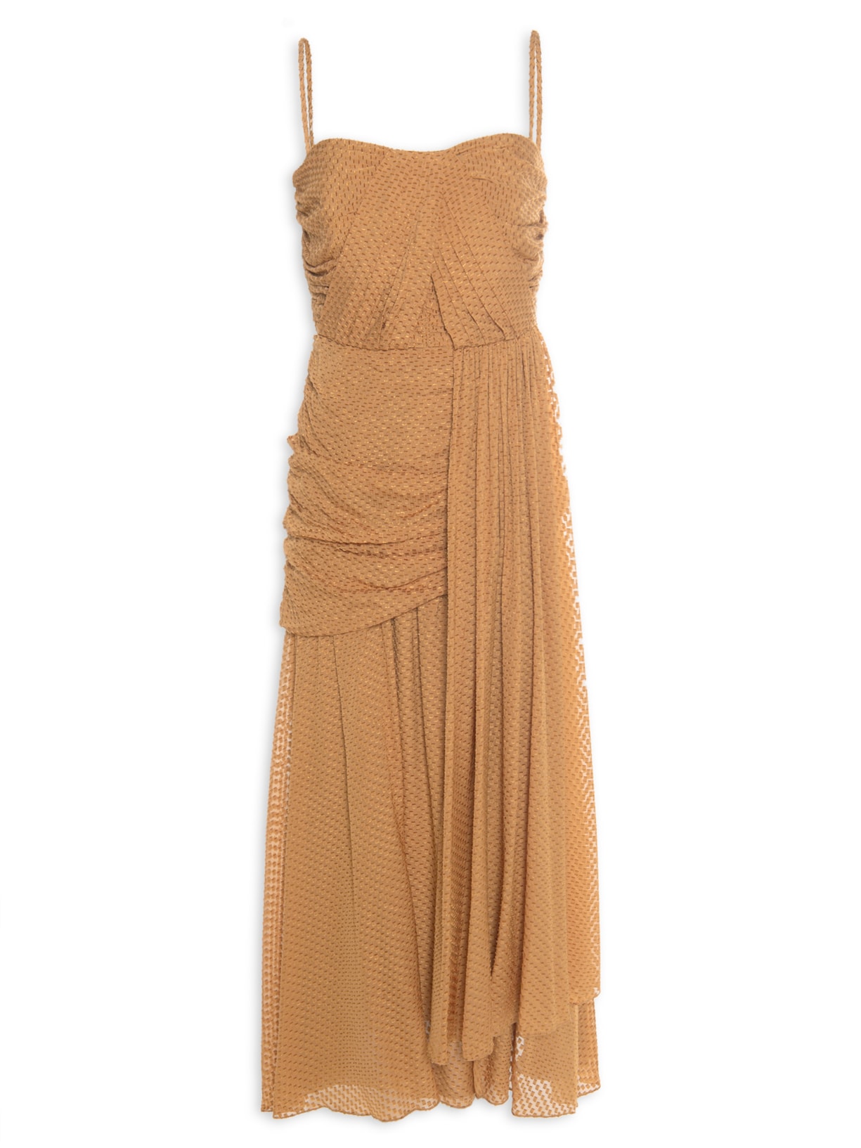 Vestido Midi Pregas Cris - Marrom