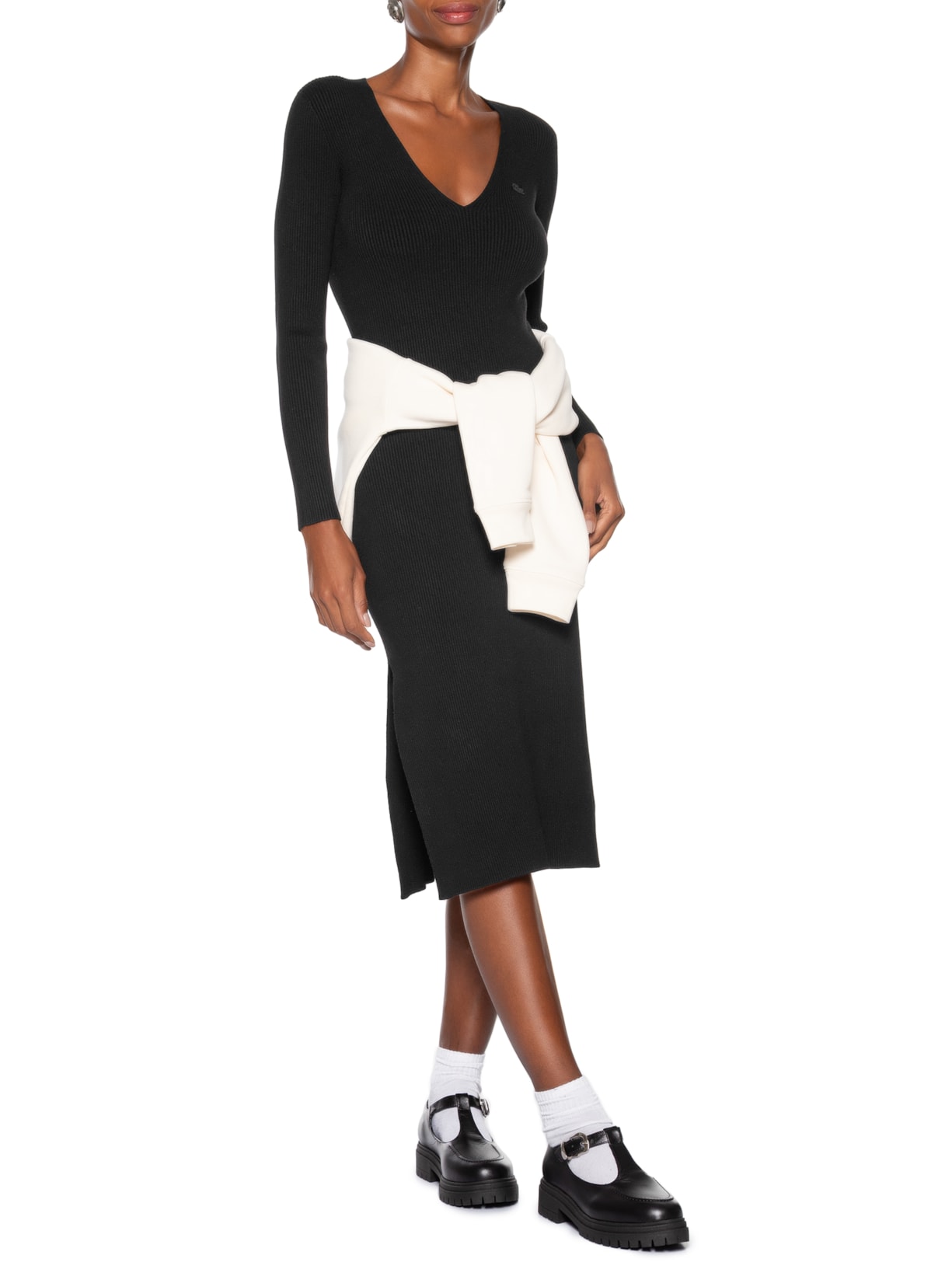 Vestido Midi Preto Lacoste