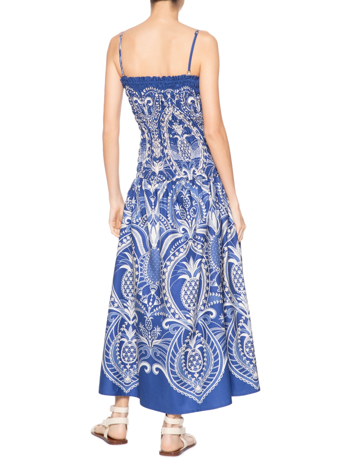 Vestido Midi Primor De Abacaxi Azul Farm