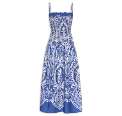 Vestido Midi Primor De Abacaxi - Azul