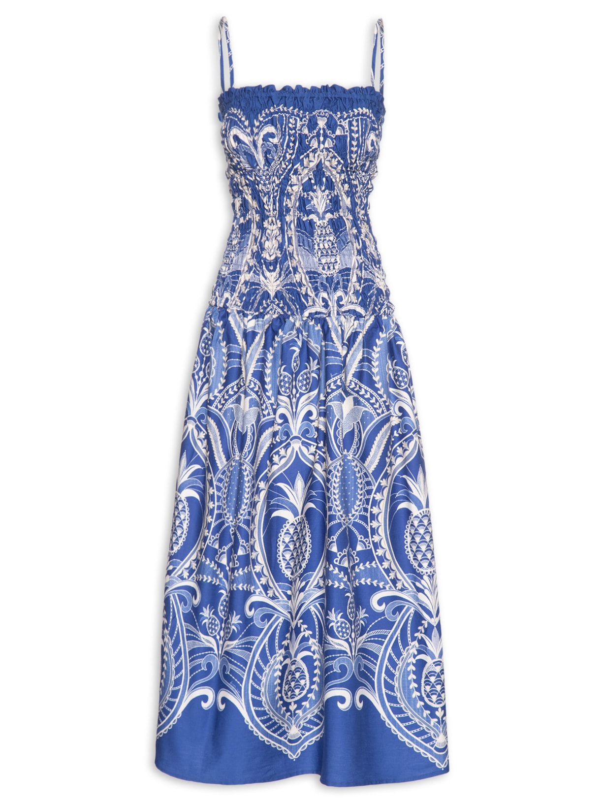 Vestido Midi Primor De Abacaxi - Azul