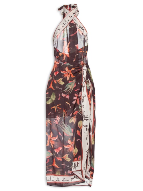 Vestido Midi Quadro Resort - Preto