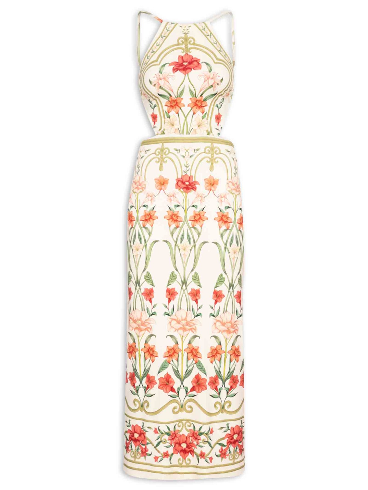 Vestido Midi Recanto De Flor Laranja Farm