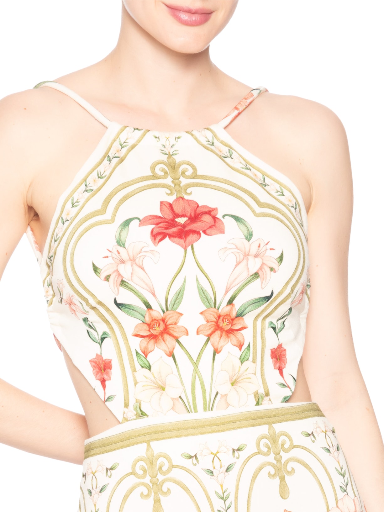 Vestido Midi Recanto De Flor Laranja Farm