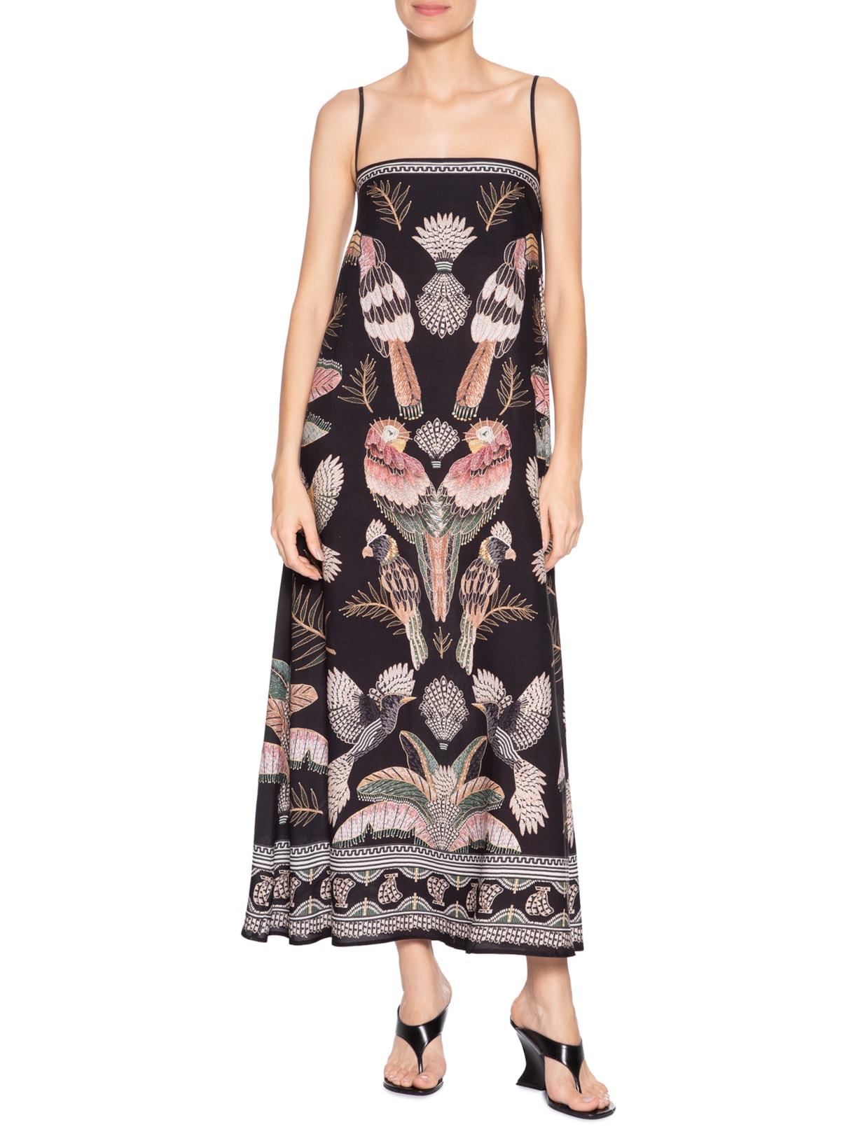 Vestido Midi Recanto Dos Pássaros Preto Farm