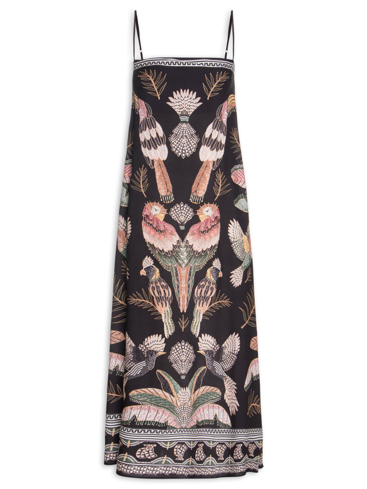 Vestido Midi Recanto Dos Pássaros Preto Farm