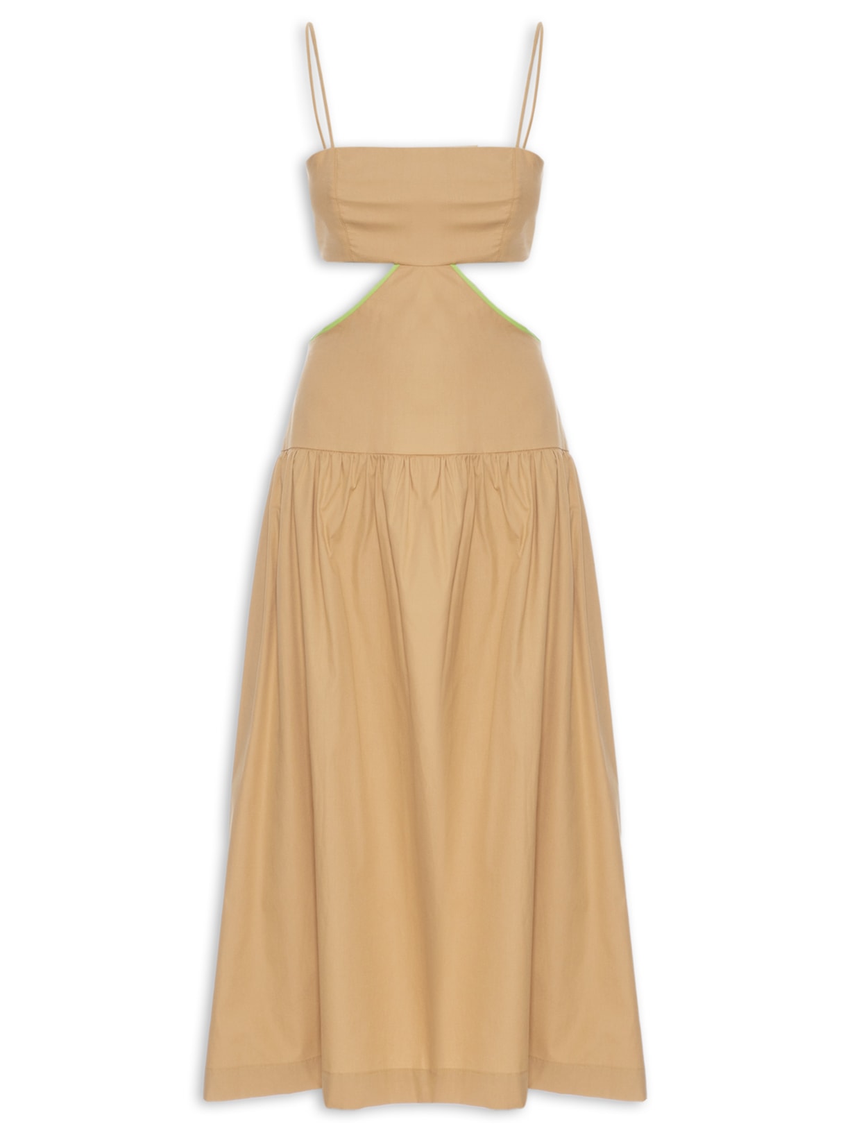 Vestido Midi Recortado - Bege