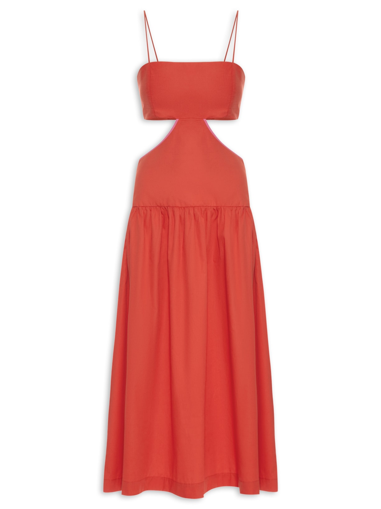 Vestido Midi Recortado - Vermelho
