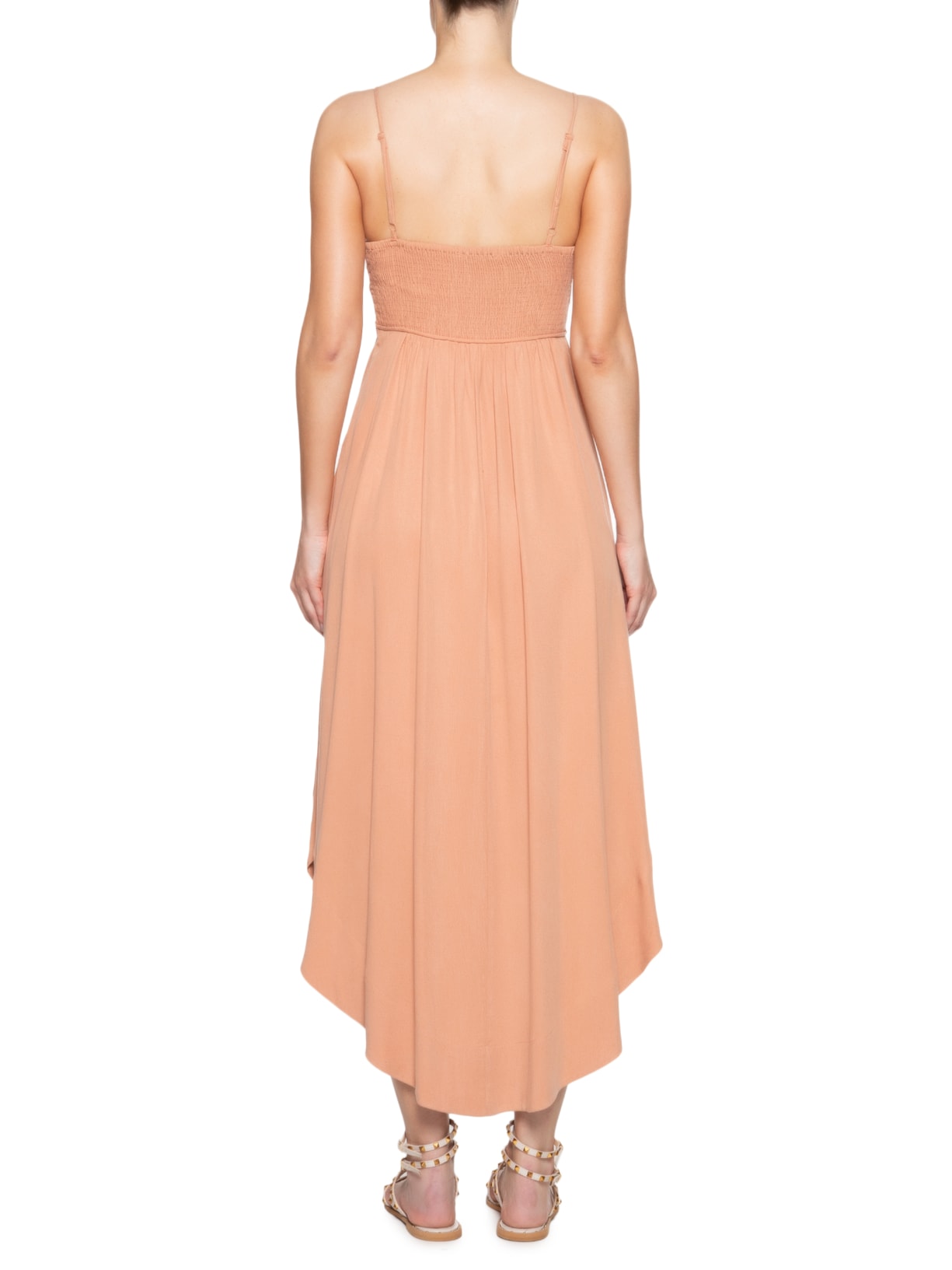 Vestido Midi Recorte Busto Bege Maria Filó