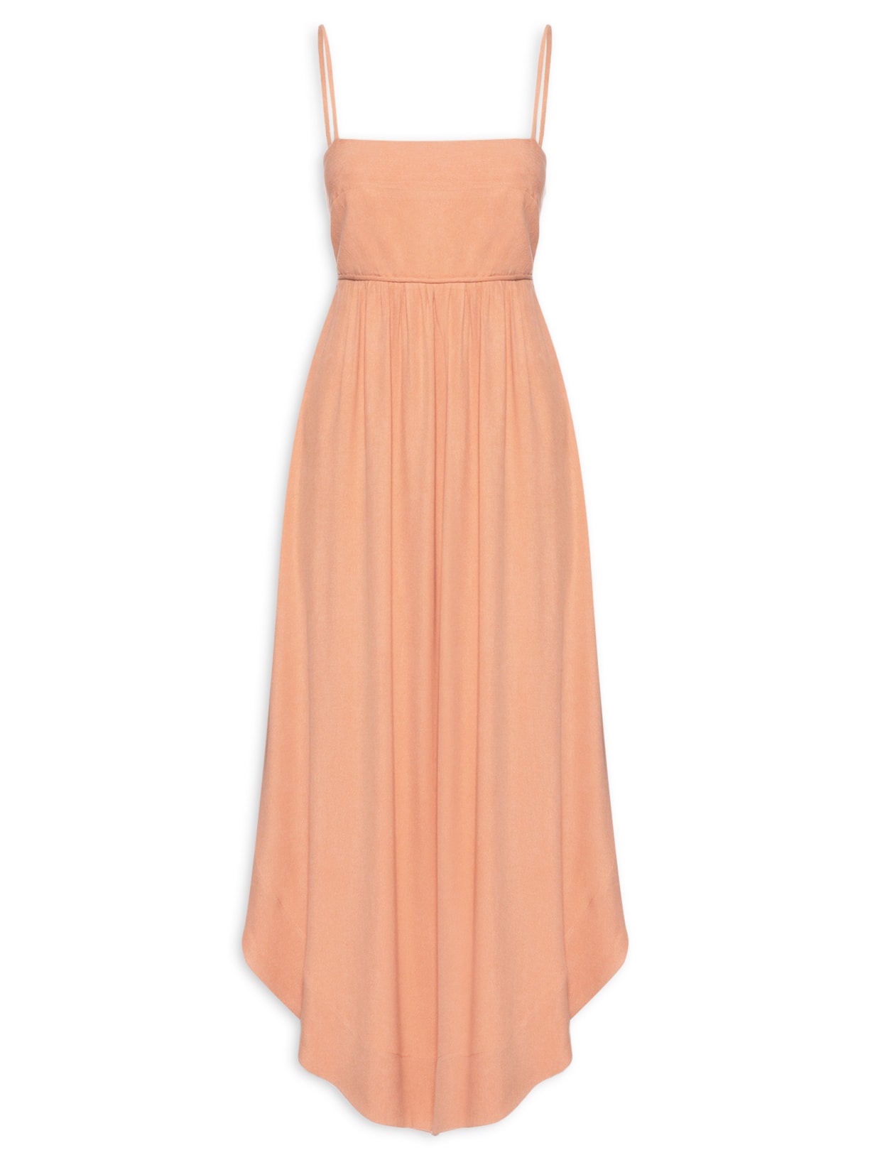 Vestido Midi Recorte Busto Bege Maria Filó