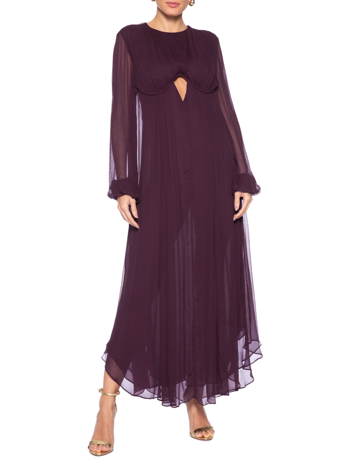 Vestido Midi Recorte Busto Roxo Animale