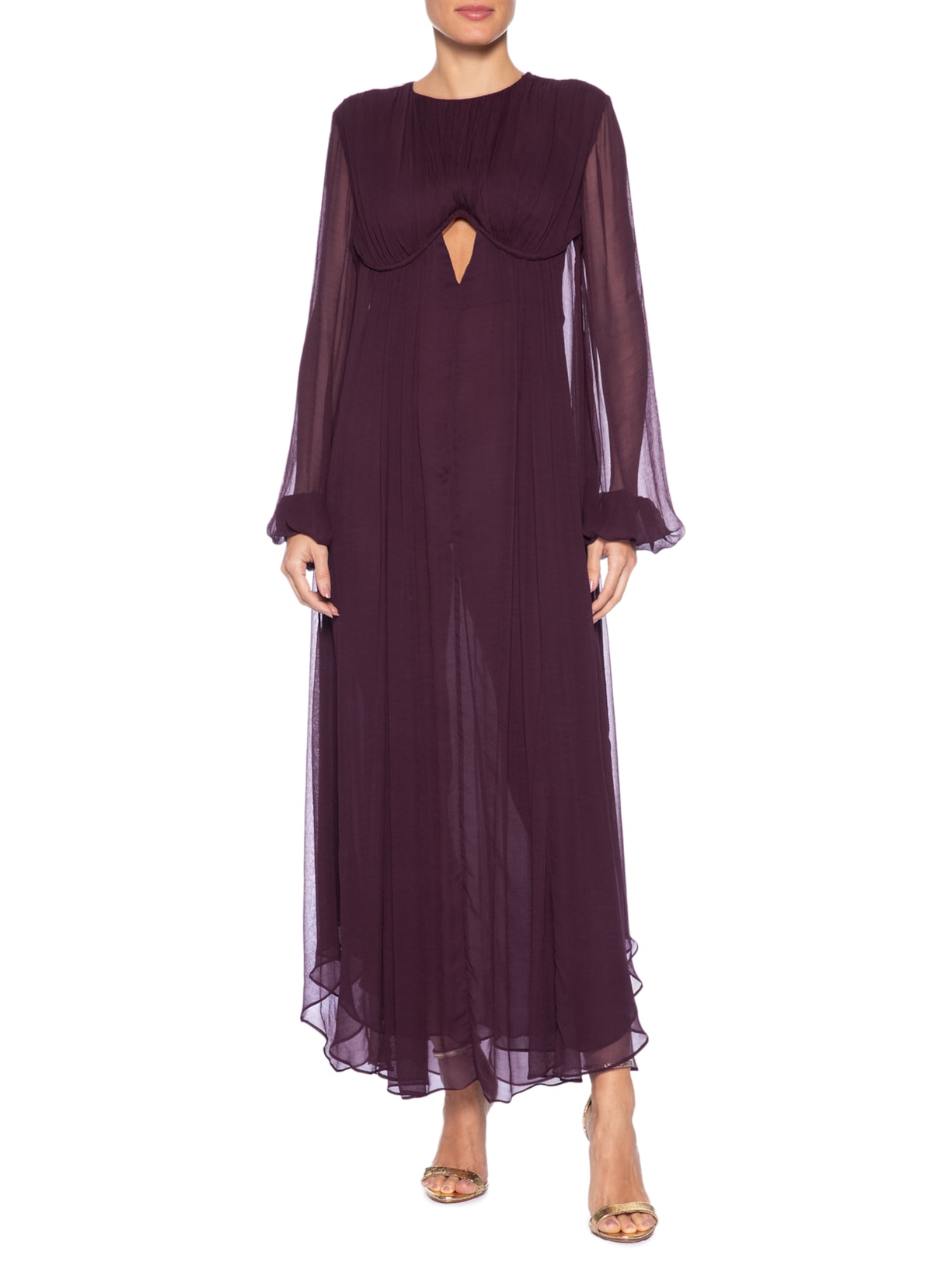 Vestido Midi Recorte Busto Roxo Animale