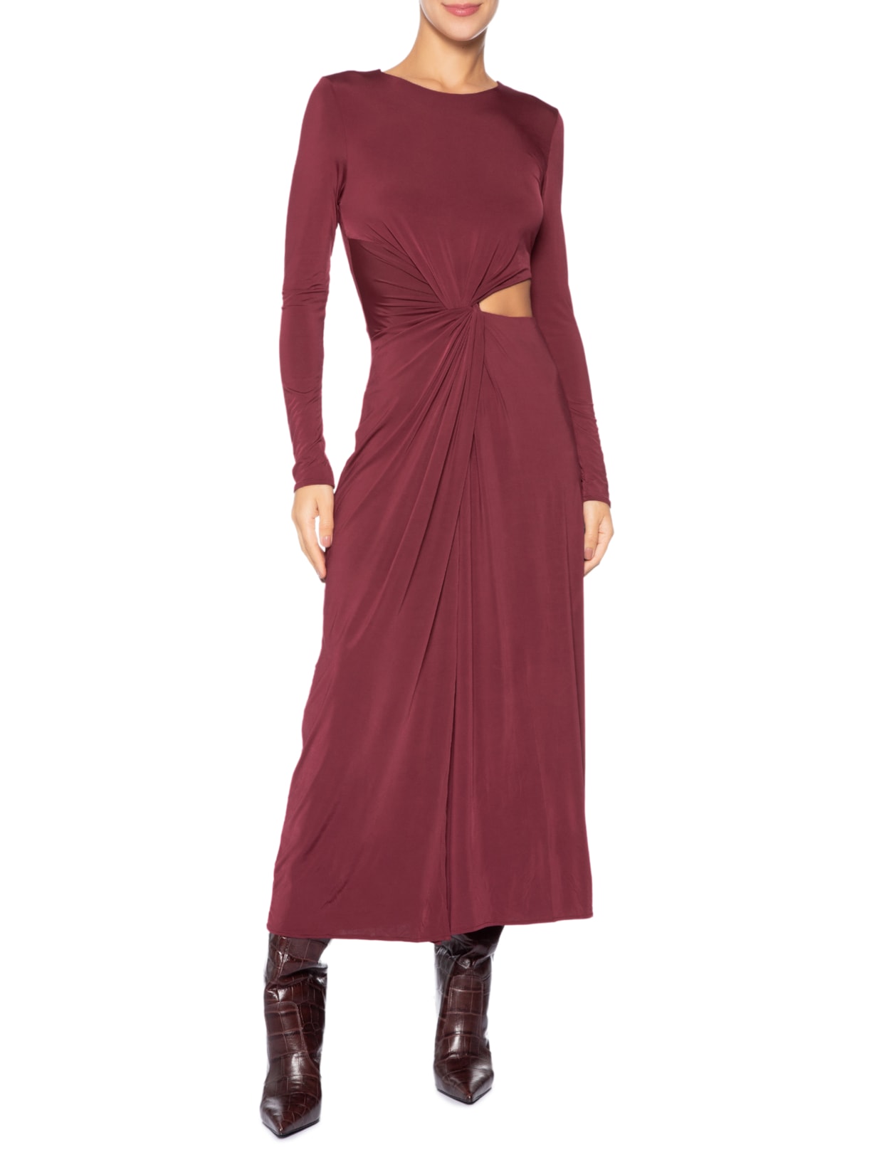 Vestido Midi Recorte Lateral Jersey Vermelho Animale