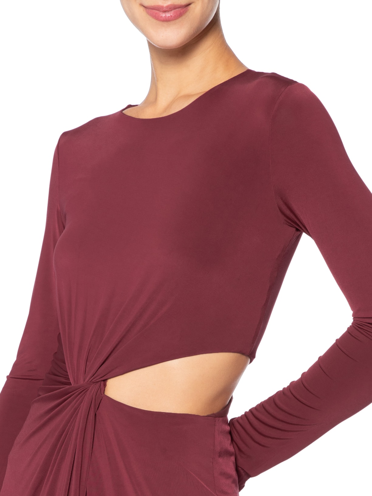 Vestido Midi Recorte Lateral Jersey Vermelho Animale