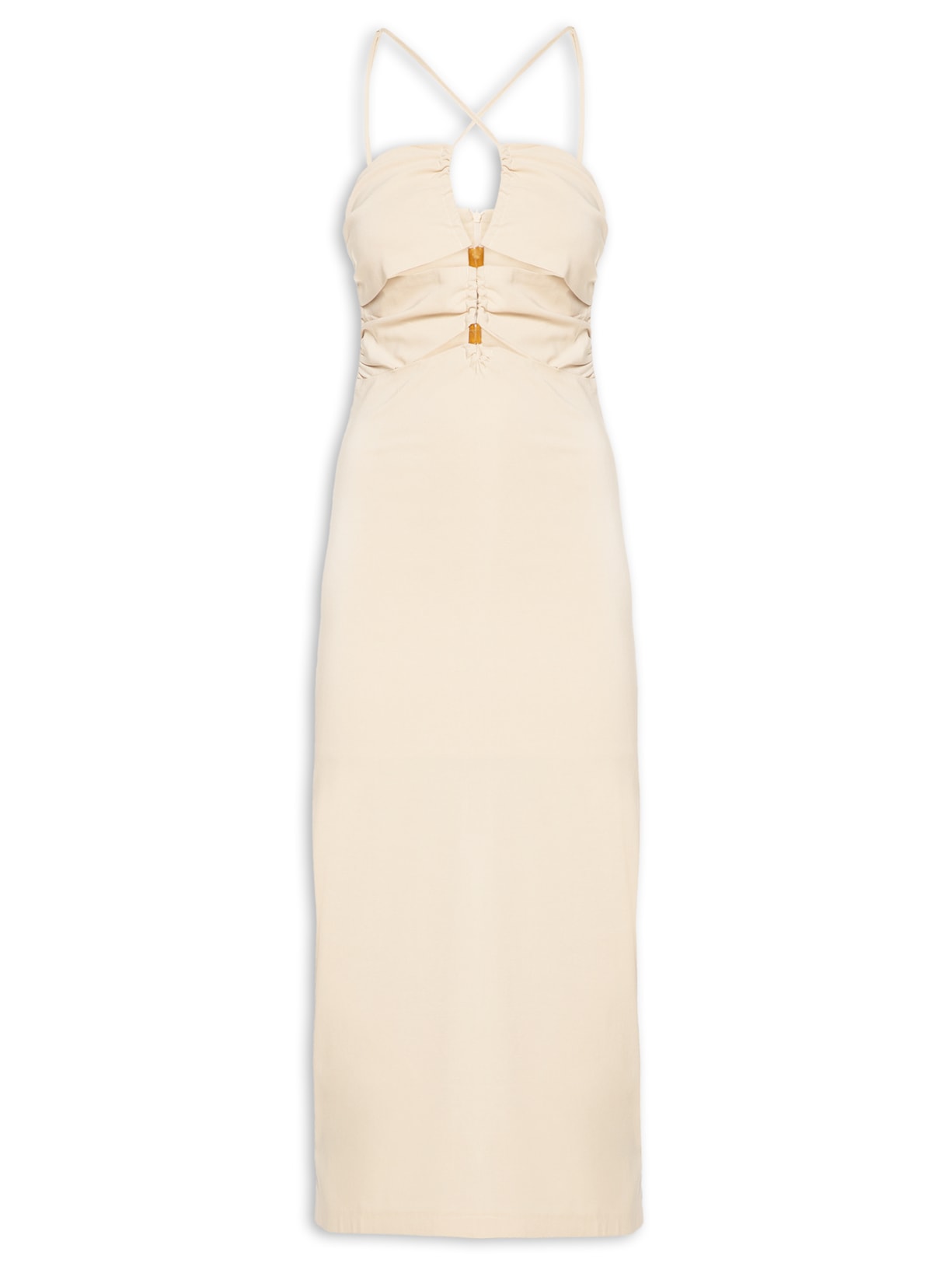 Vestido Midi Recortes Bege '2Essential