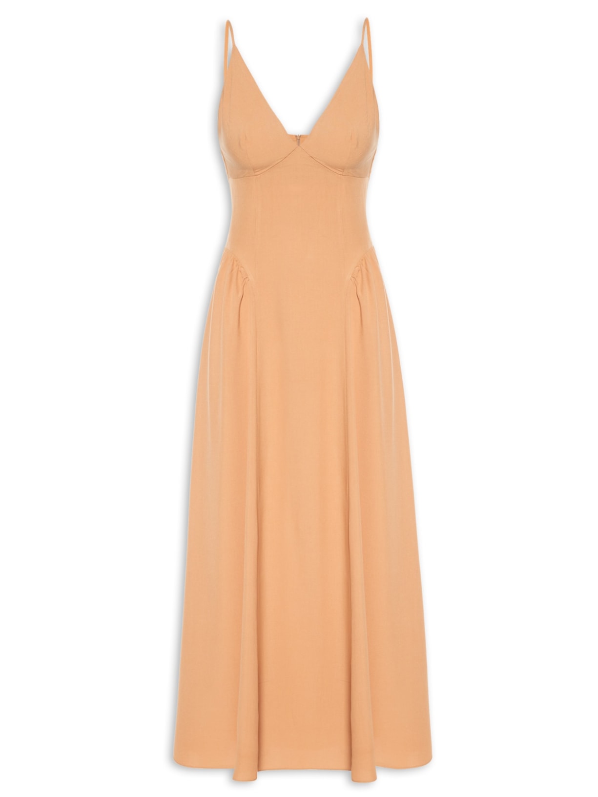 Vestido Midi Recortes - Bege