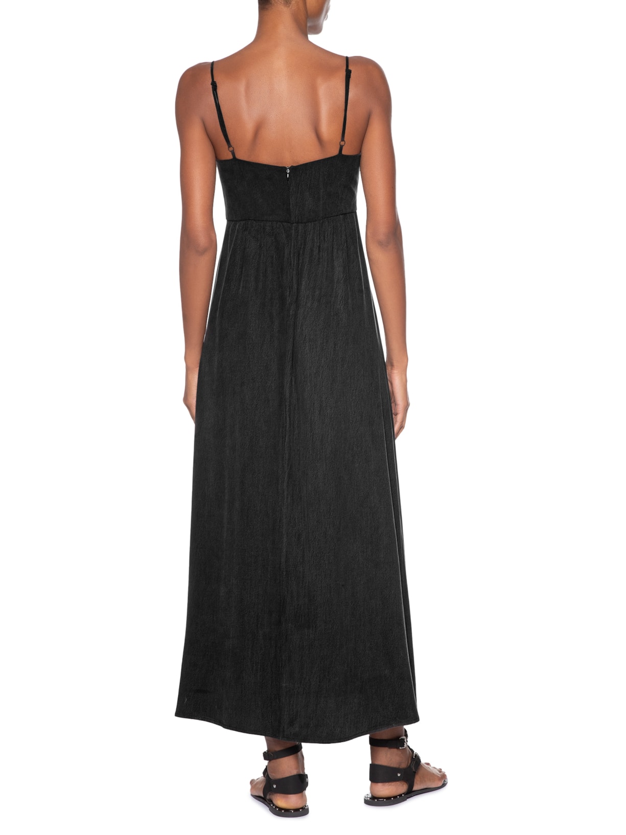 Vestido Midi Recortes Busto Preto Maria Filó