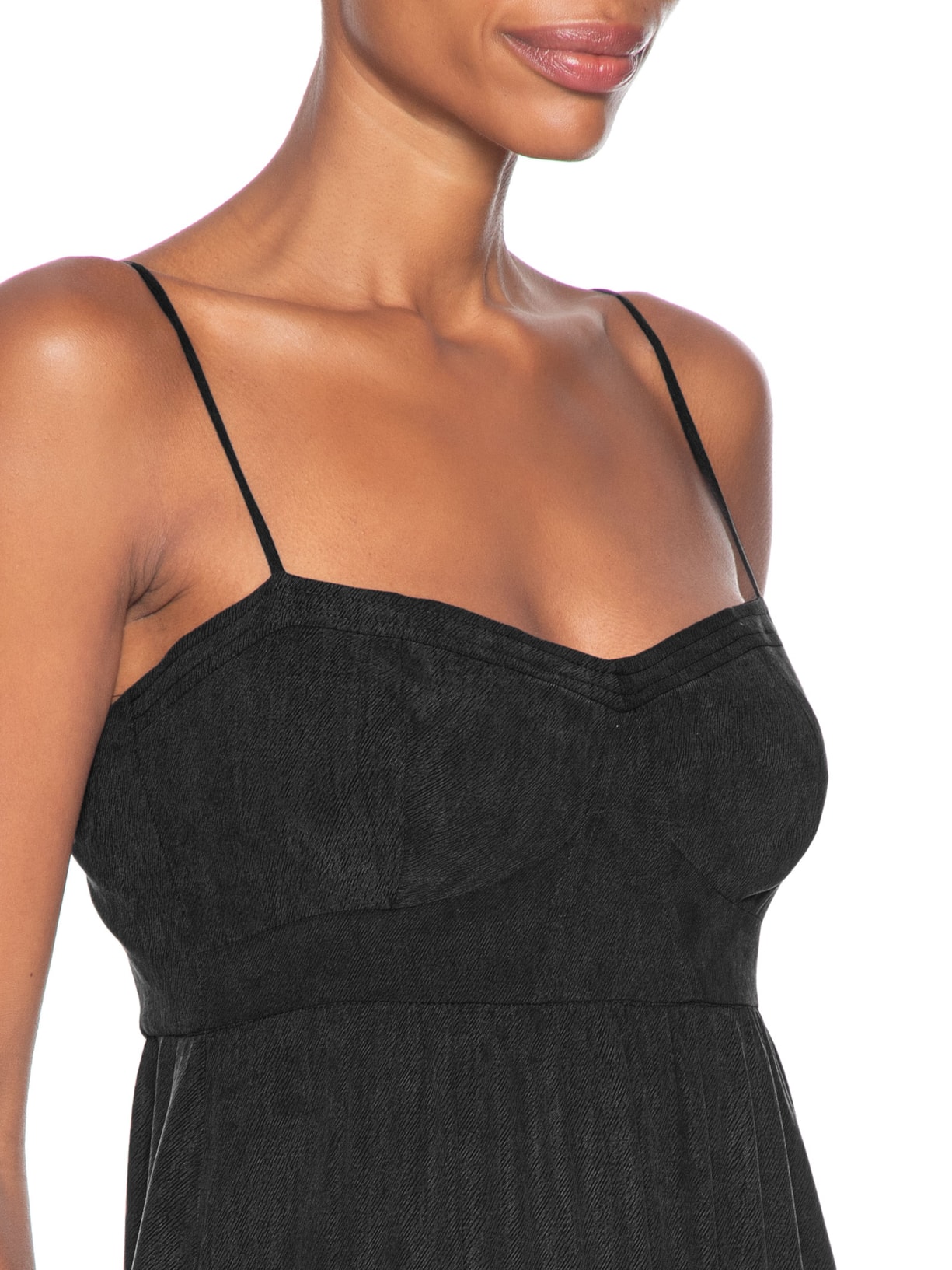 Vestido Midi Recortes Busto Preto Maria Filó