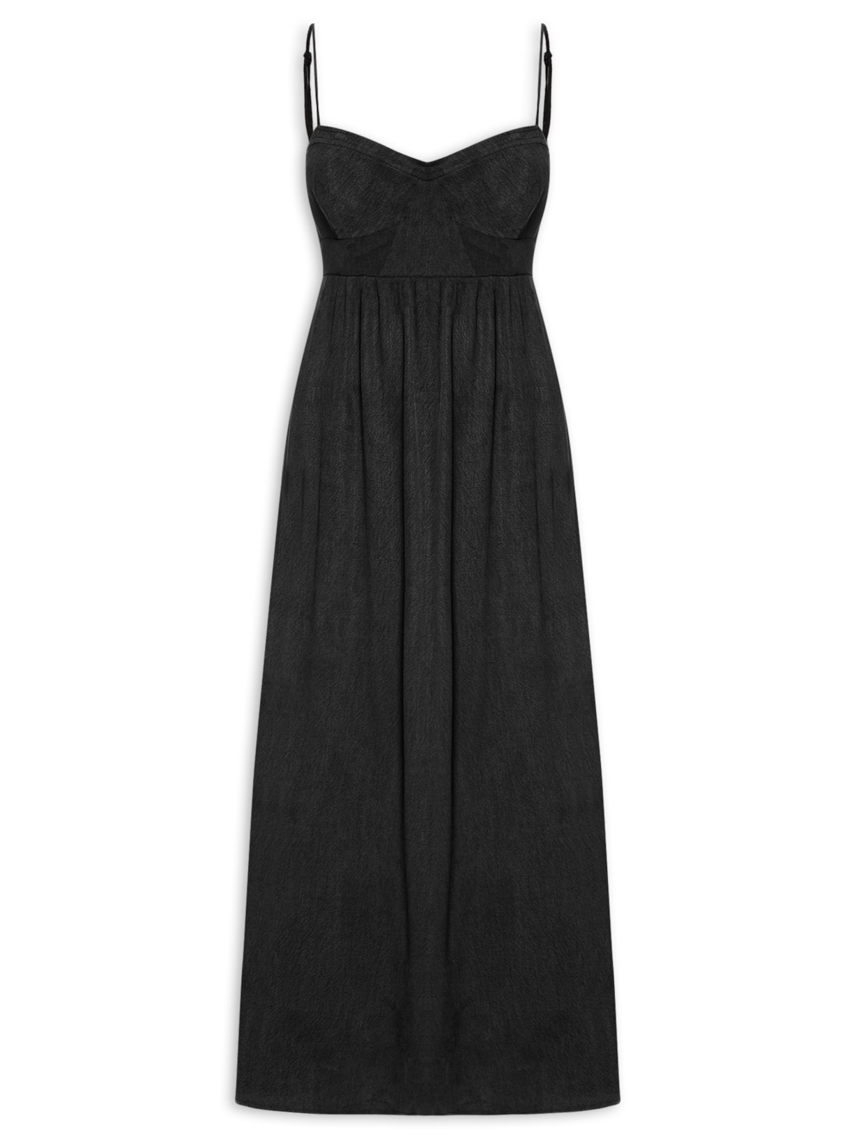 Vestido Midi Recortes Busto - Preto