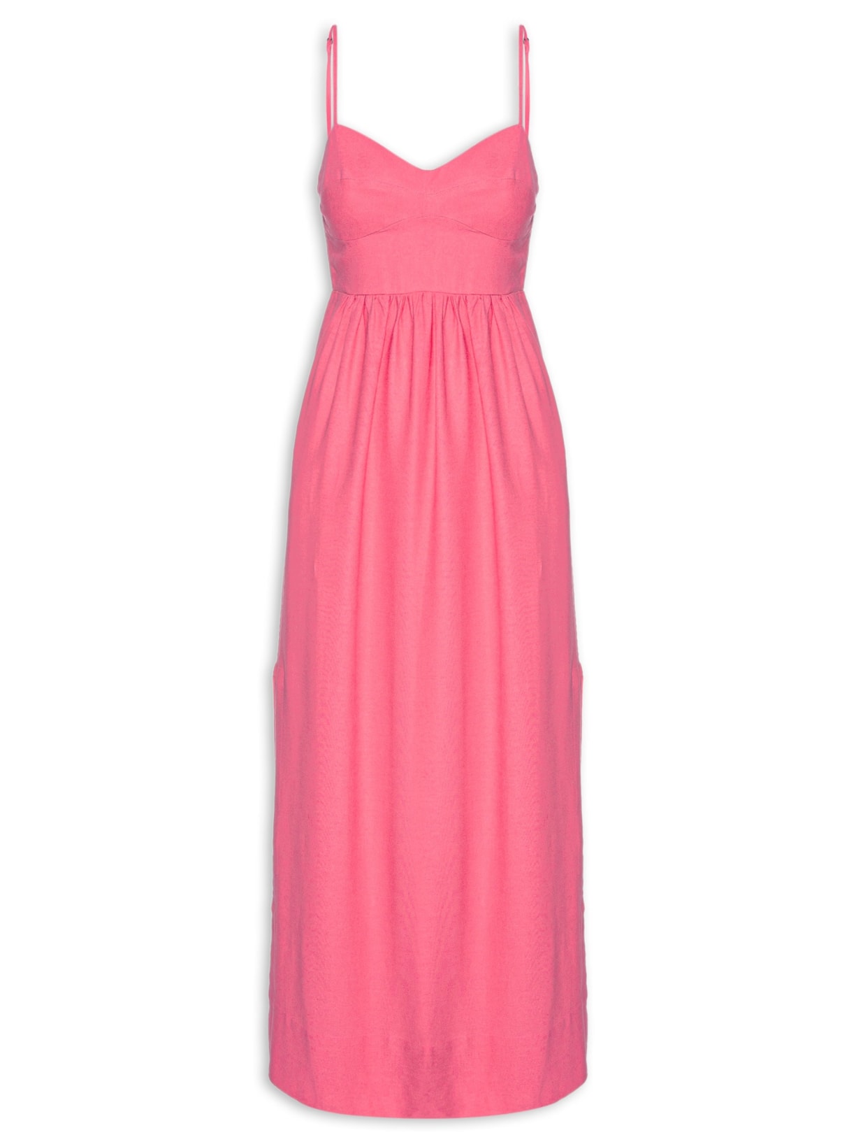 Vestido Midi Recortes Busto - Rosa