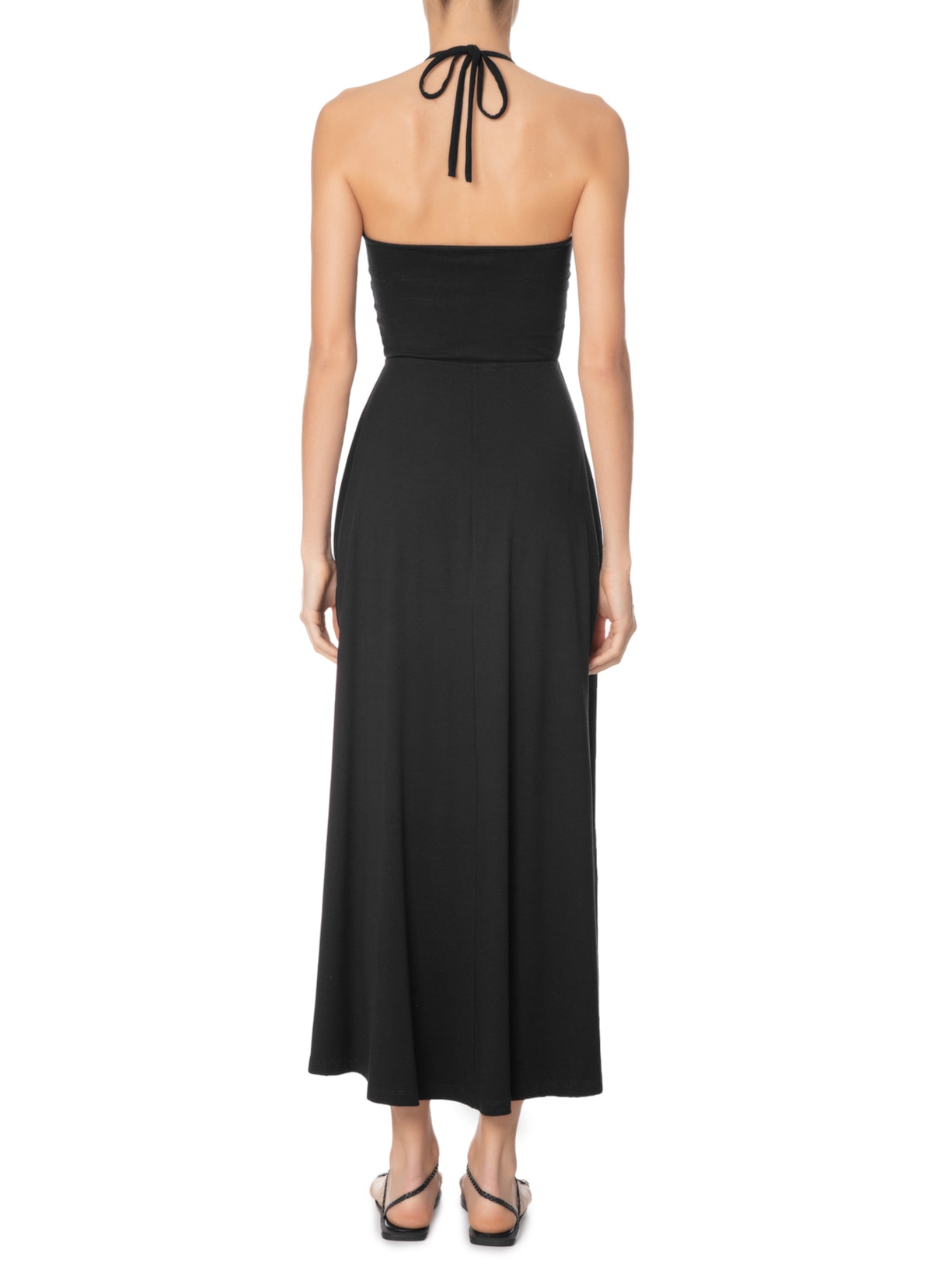Vestido Midi Recortes Frente Preto Dress To
