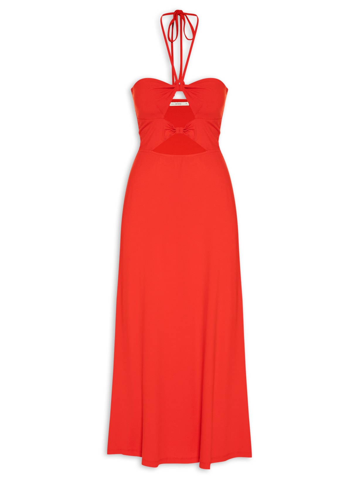 Vestido Midi Recortes Frente - Vermelho