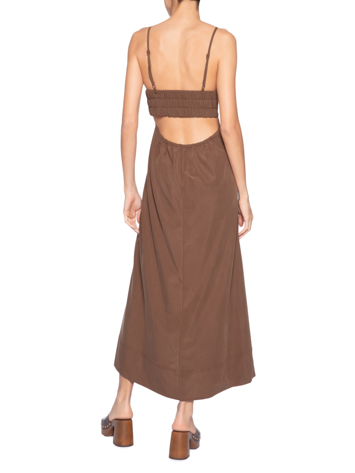 Vestido Midi Recortes Marrom Animale