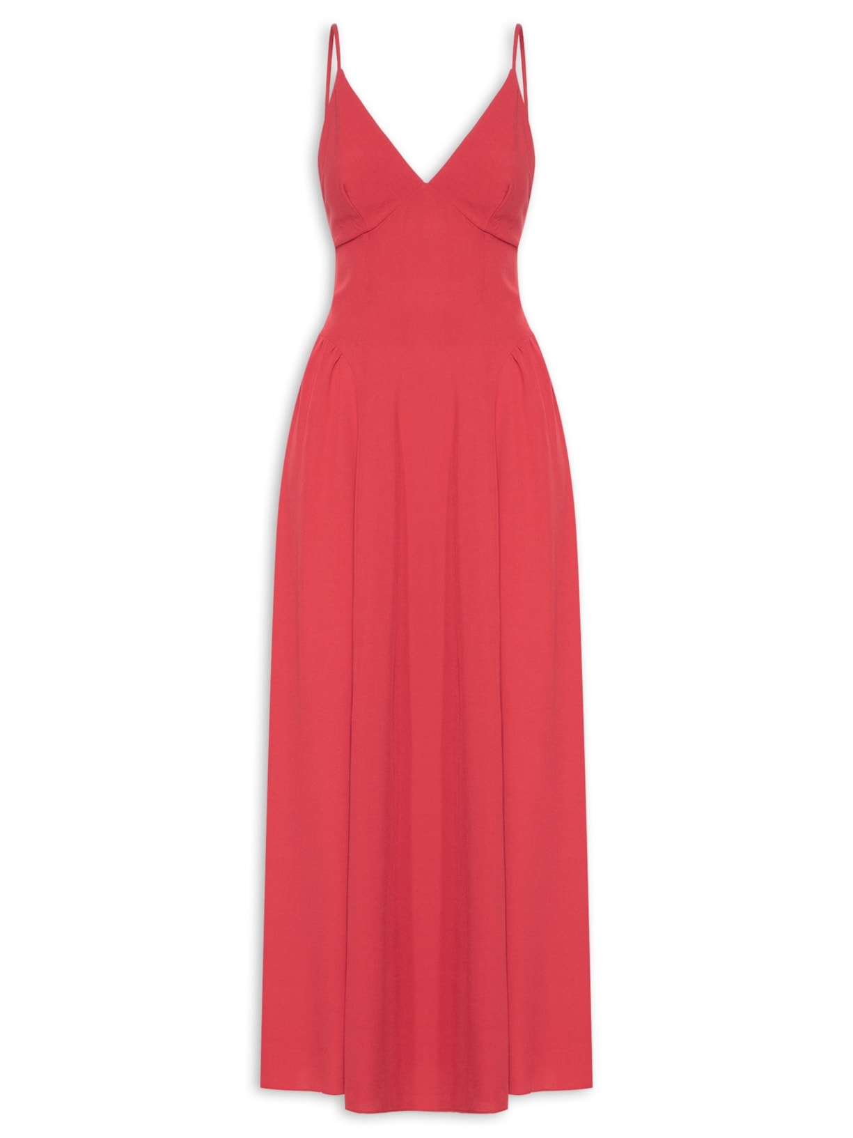 Vestido Midi Recortes - Vermelho