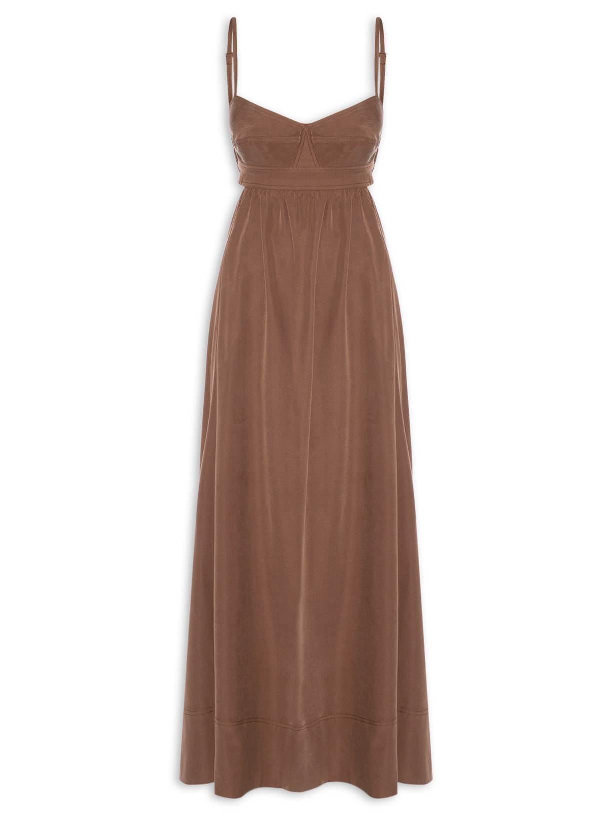 Vestido Midi Recortes – Marrom Animale