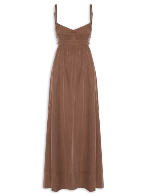 Vestido Midi Recortes – Marrom