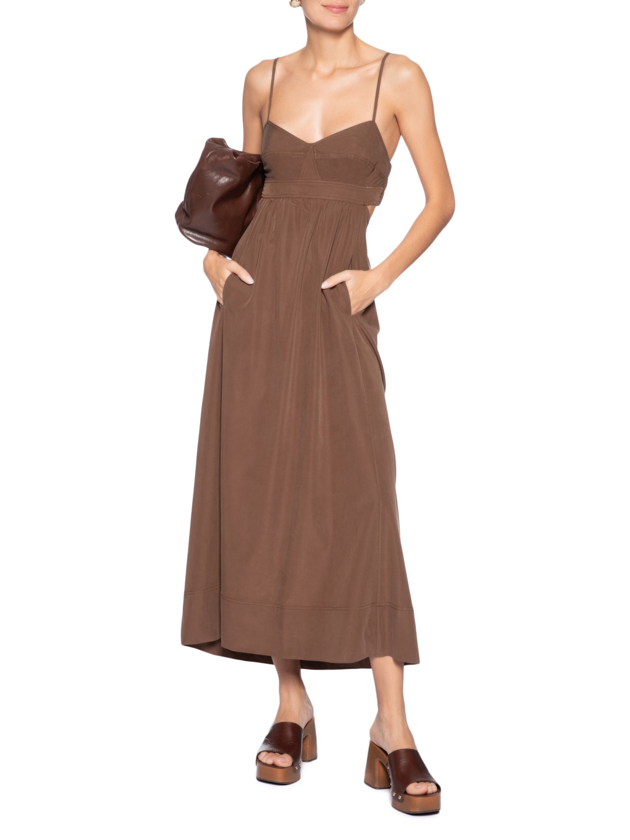 Vestido Midi Recortes – Marrom Animale