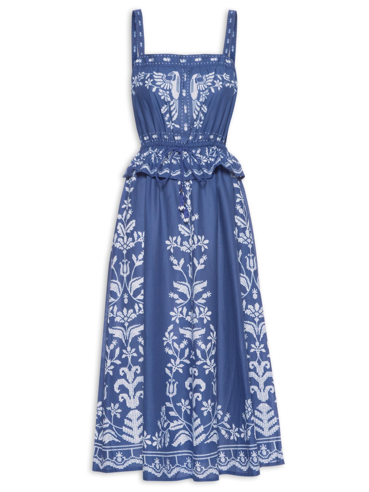 Vestido Midi Relicário Tropical - Azul