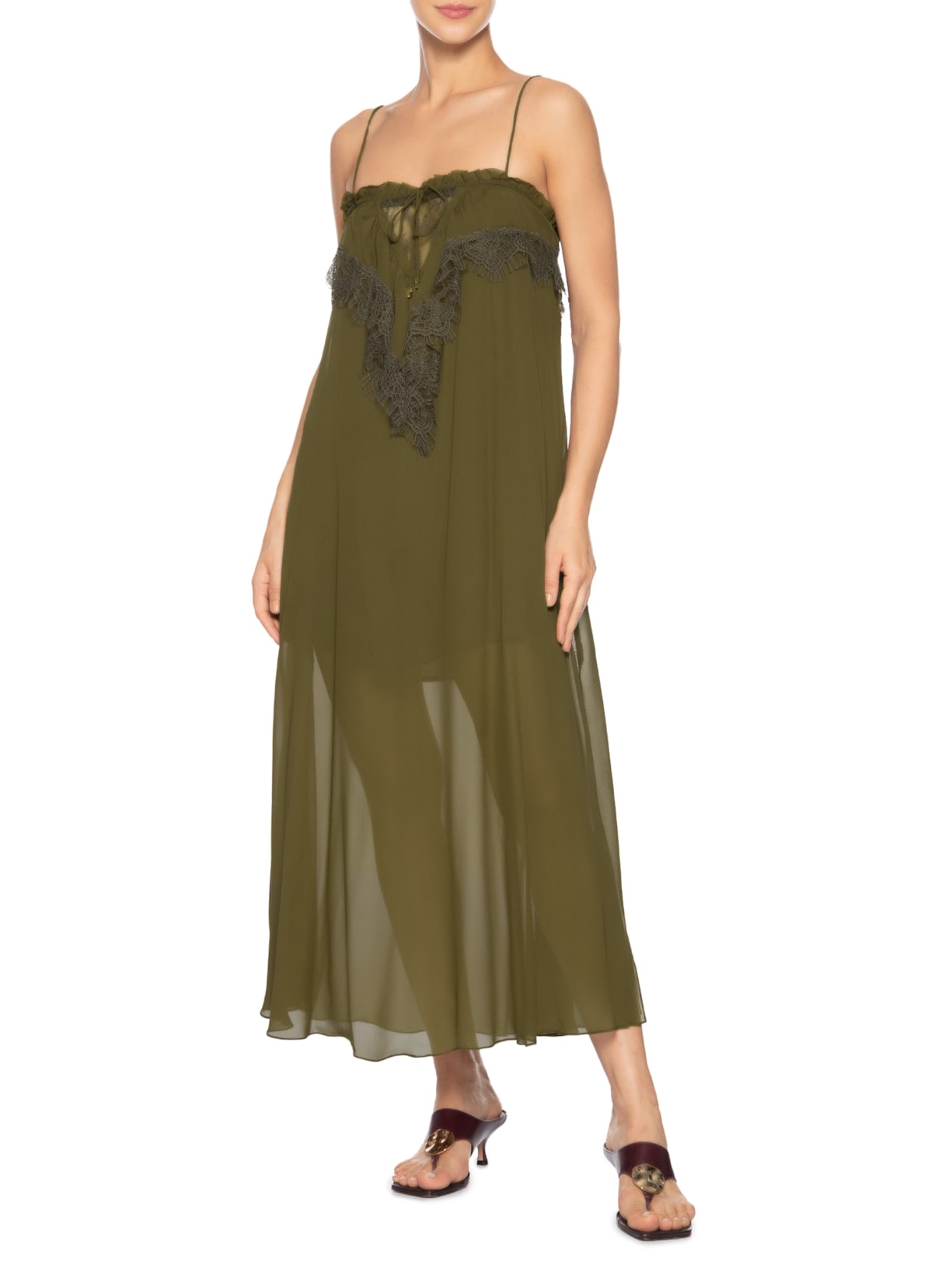 Vestido Midi Rendinha Kahn Verde Animale