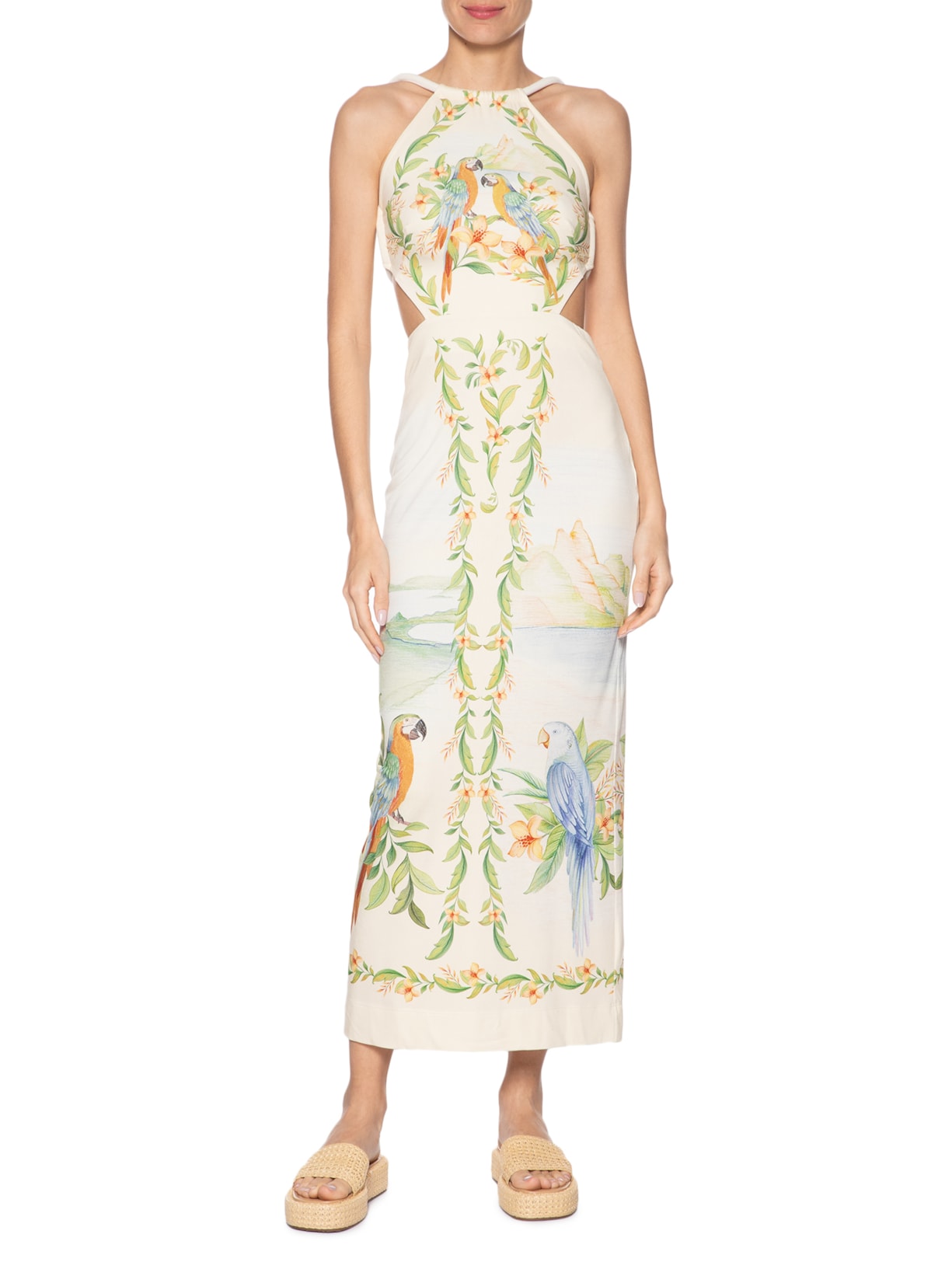 Vestido Midi Respiro De Rio Bege Farm