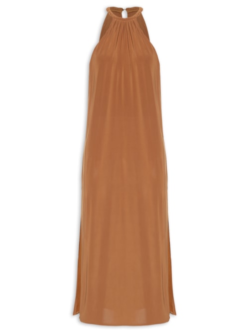 Vestido Midi Reto Jersey - Marrom