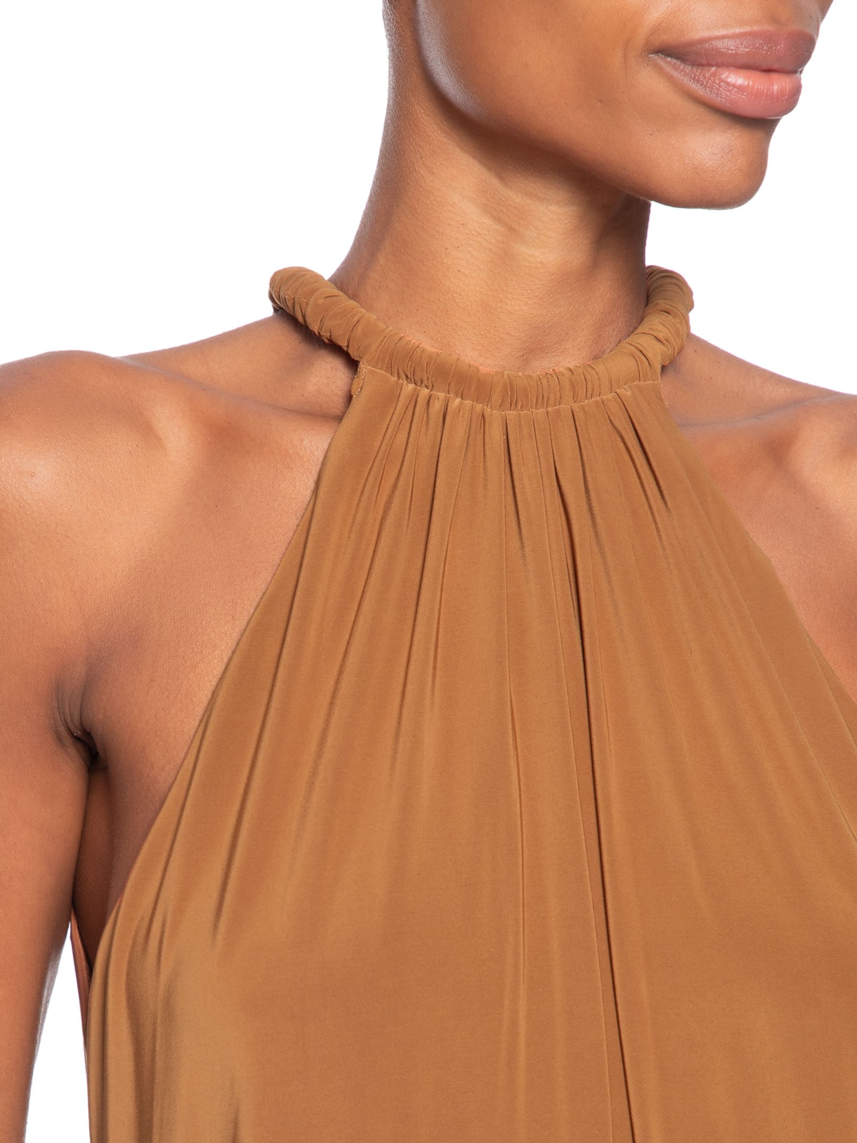 Vestido Midi Reto Jersey Marrom Animale