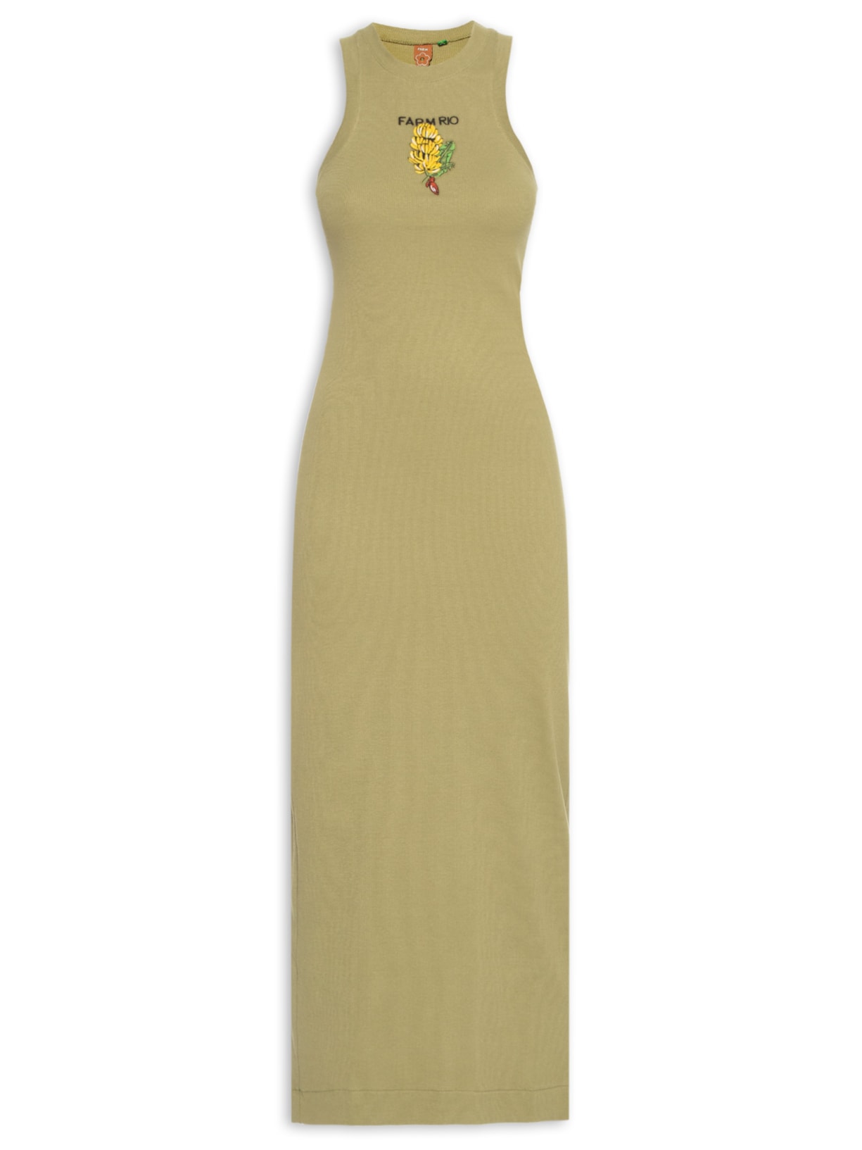 Vestido Midi Rib Cacho De Banana Verde Farm